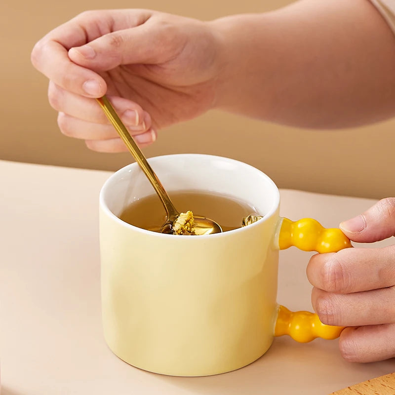 Elegant Ceramic Coffee Cup with Pearl Handle | Perfect for Home & Office