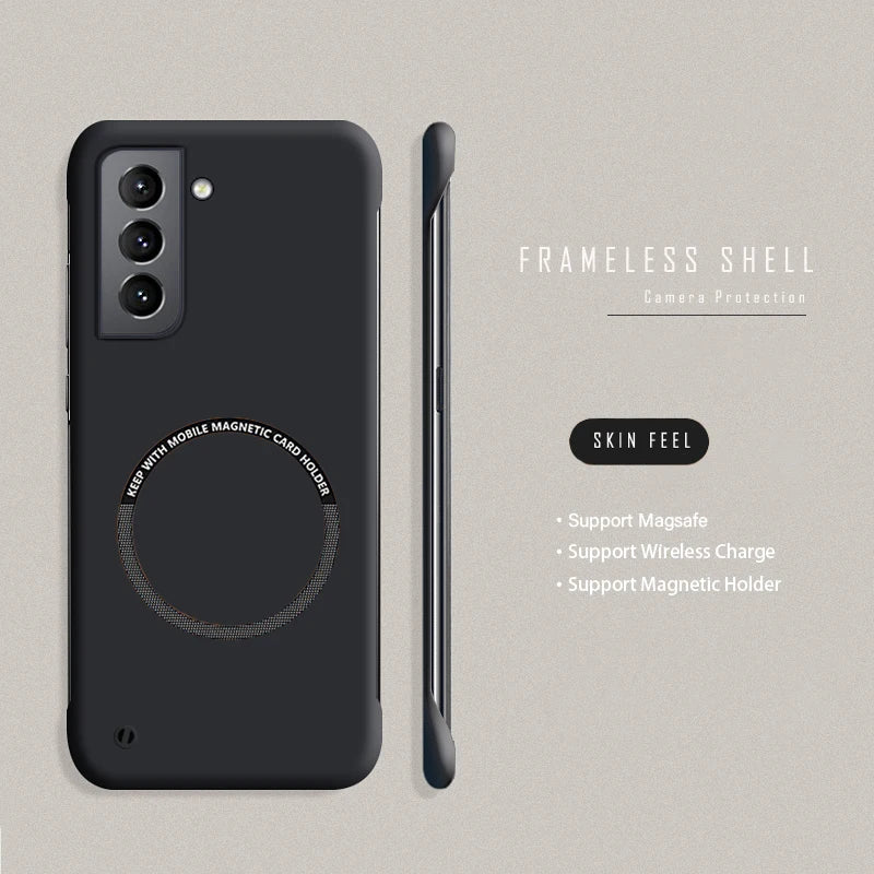 Slim Frameless Phone Case For Samsung S26 S25 Edge S24 S23 FE S22 Plus NOTE 20 Ultra Magsafe Magnetic Matte Cover