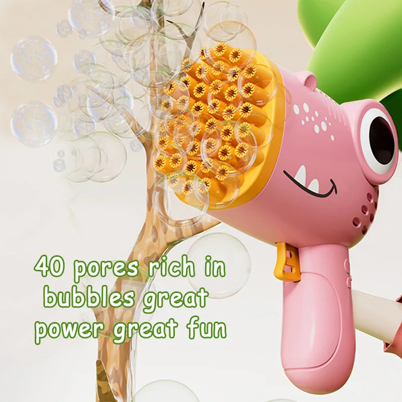 40 Hole Dinosaur Bubble Handheld Machine | Fun Outdoor Bubble Gun