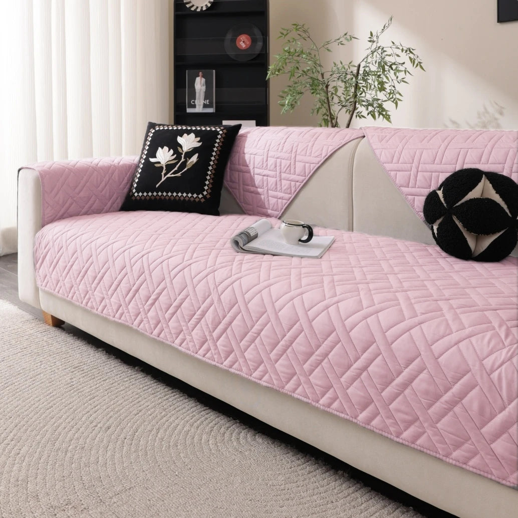 Geometric Quilted Non-Slip Sofa Cover | Universal Fit & All-Season