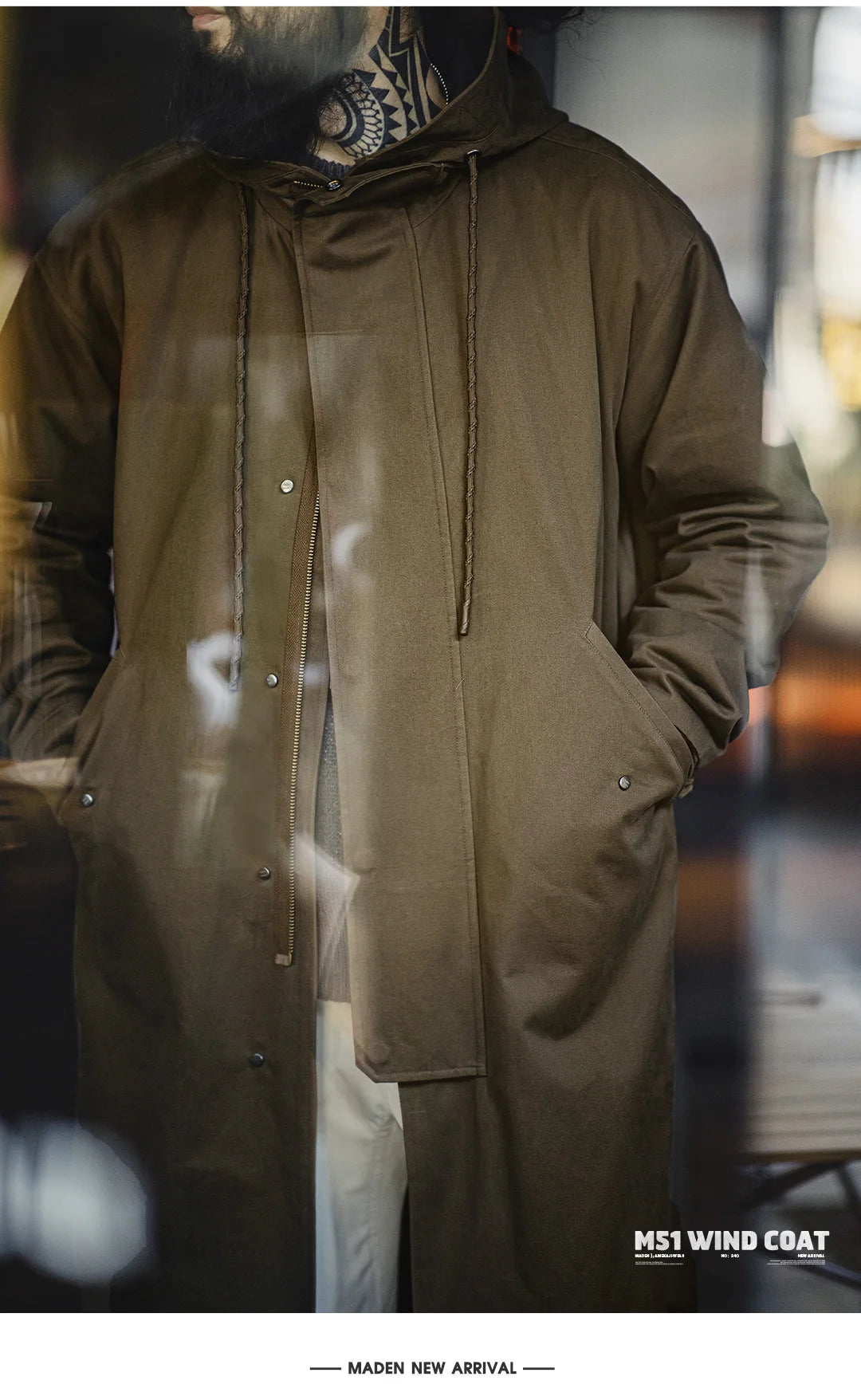 Men's Retro Hooded Windbreaker | Versatile Mid-Length Jacket