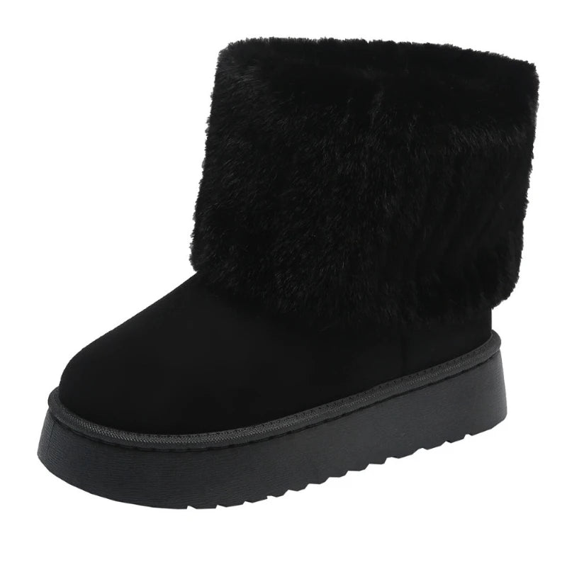 Men's Korean Style Fleece Snow Boots | Warm Plush Mid-Calf Winter Loafers