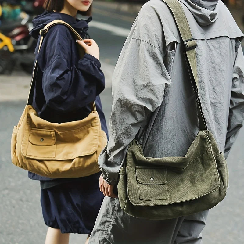 Versatile Canvas Messenger Bag | Large Capacity & Adjustable Design