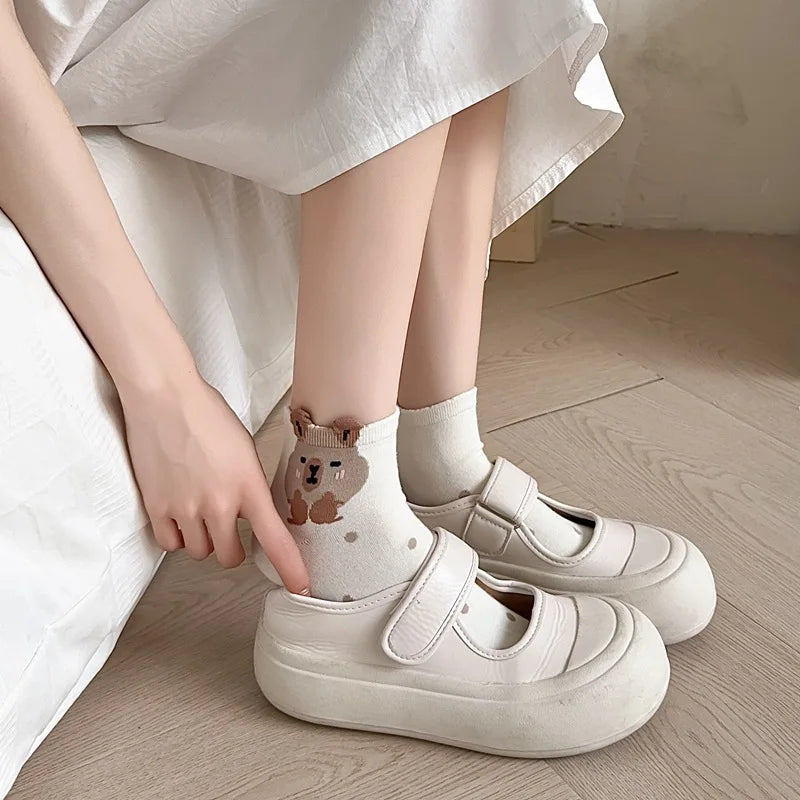 Breathable Cartoon Bear & Capybara Socks | Fun Summer Comfort