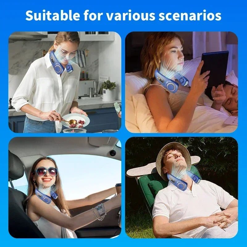 Portable Hands-Free Neck Fan with LED Cooling Plates | USB Rechargeable