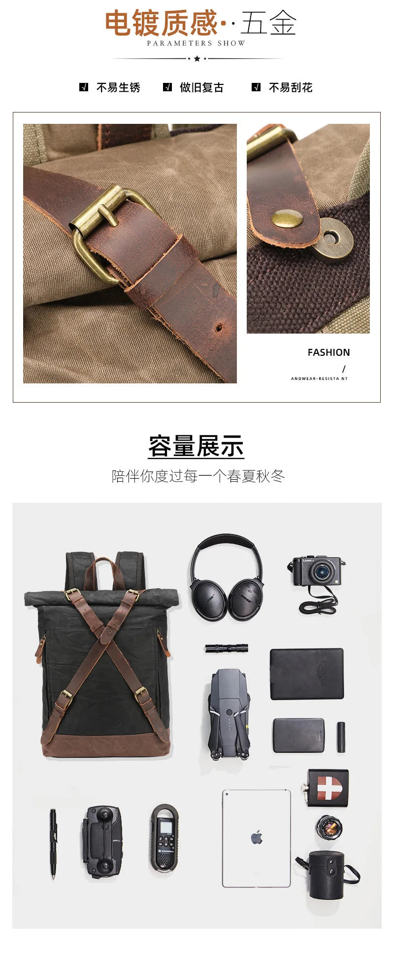 Retro Waterproof Oil Wax Canvas Travel Backpack | Unisex Design