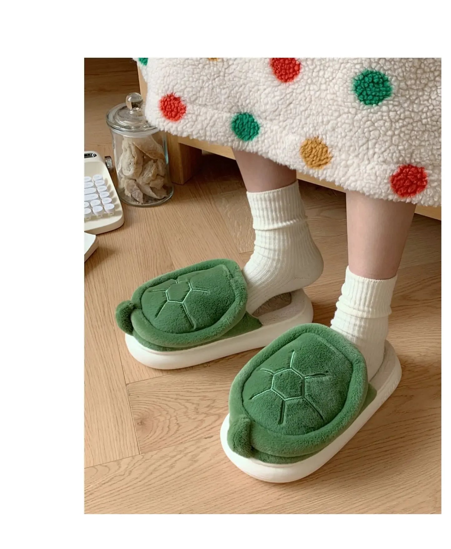 Cute Turtle Plush Slippers | Soft Warm Indoor Winter Footwear
