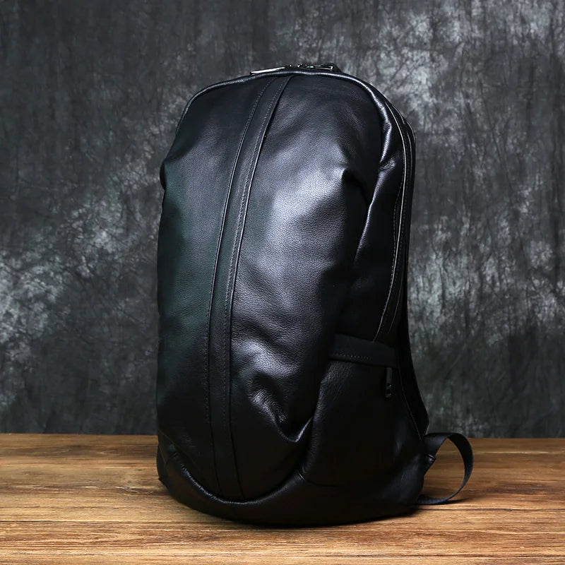 Mochila de piel auténtica de gran capacidad para hombre | Perfecta para viajes y negocios