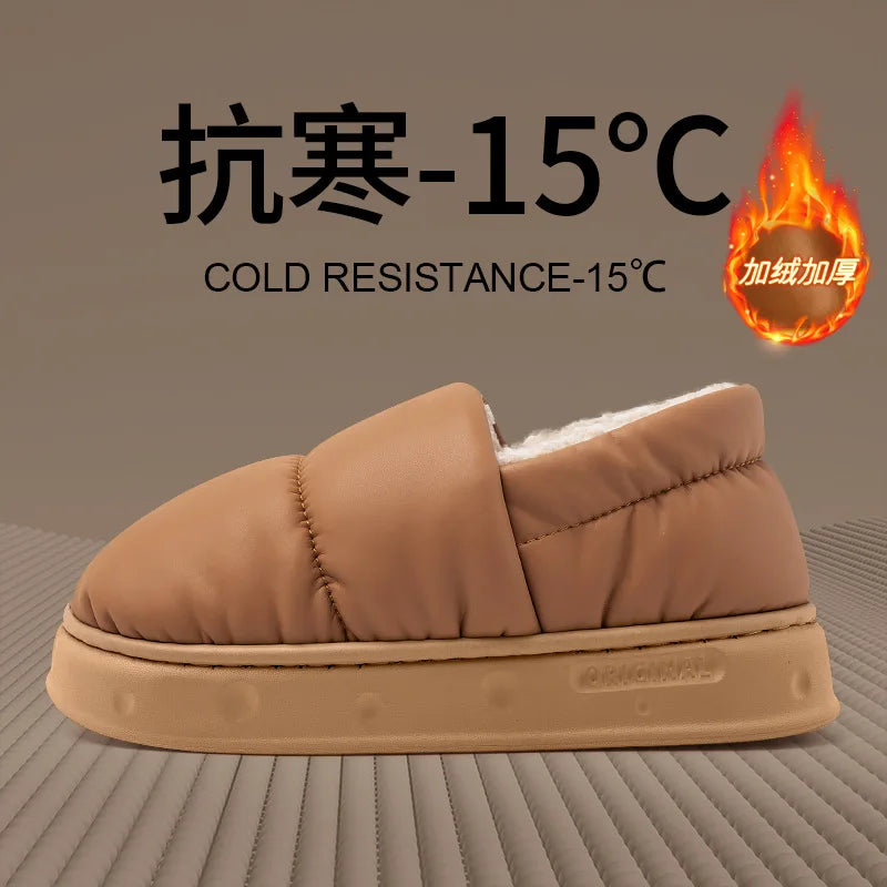 Men's Winter Wool Plush Slippers | Thick Non-Slip House Shoes