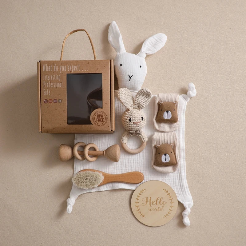 Baby Double-Sided Cotton Blanket Bath Set | Perfect Newborn Gift