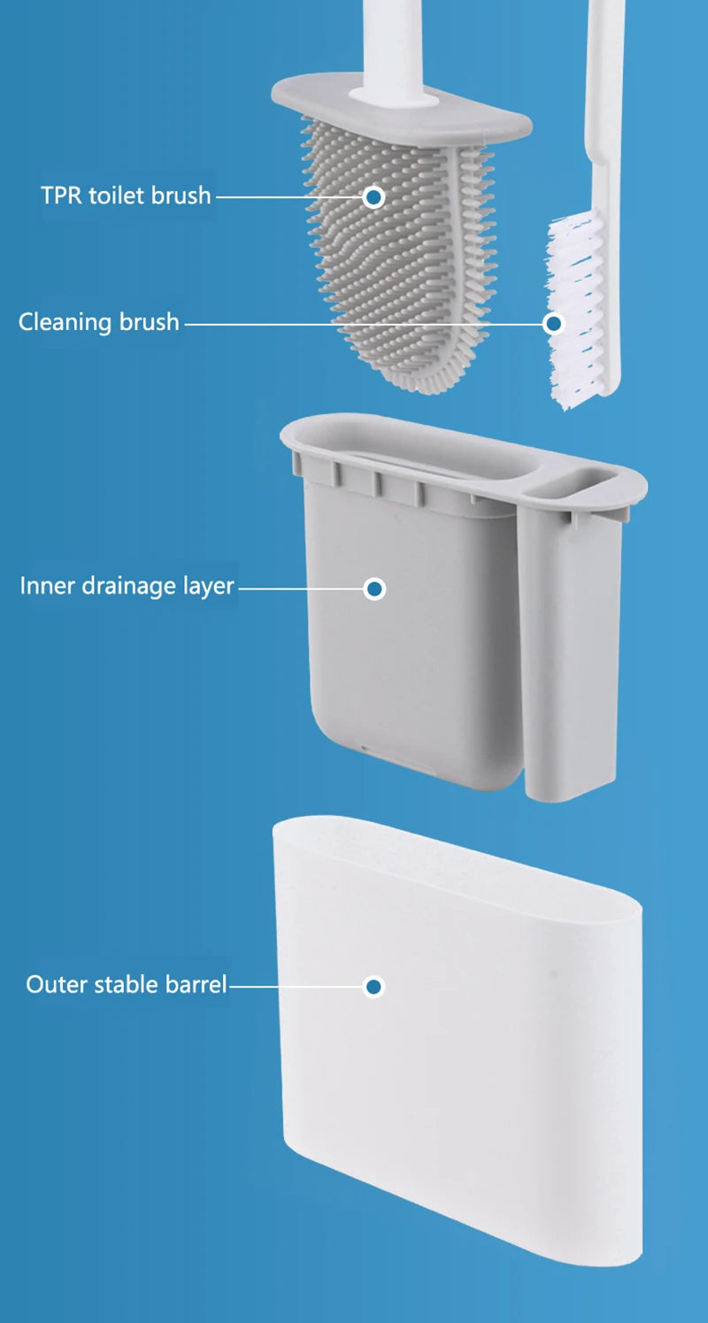 Wall Hanging Toilet Brush with Holder | Soft Bristles WC Cleaner