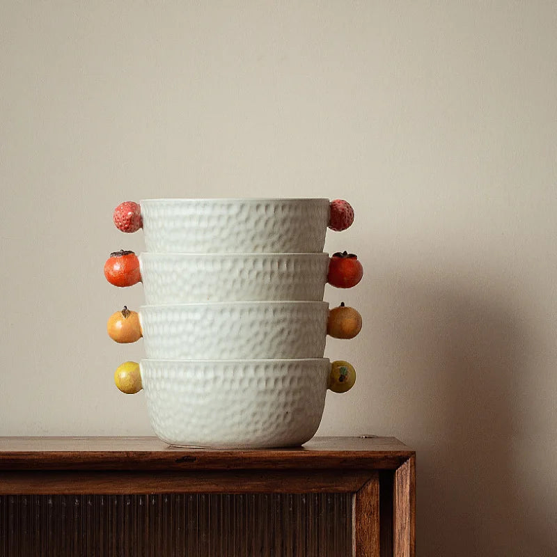 Cuenco de sopa de cerámica hecho a mano con doble asa | Elegancia de estilo japonés