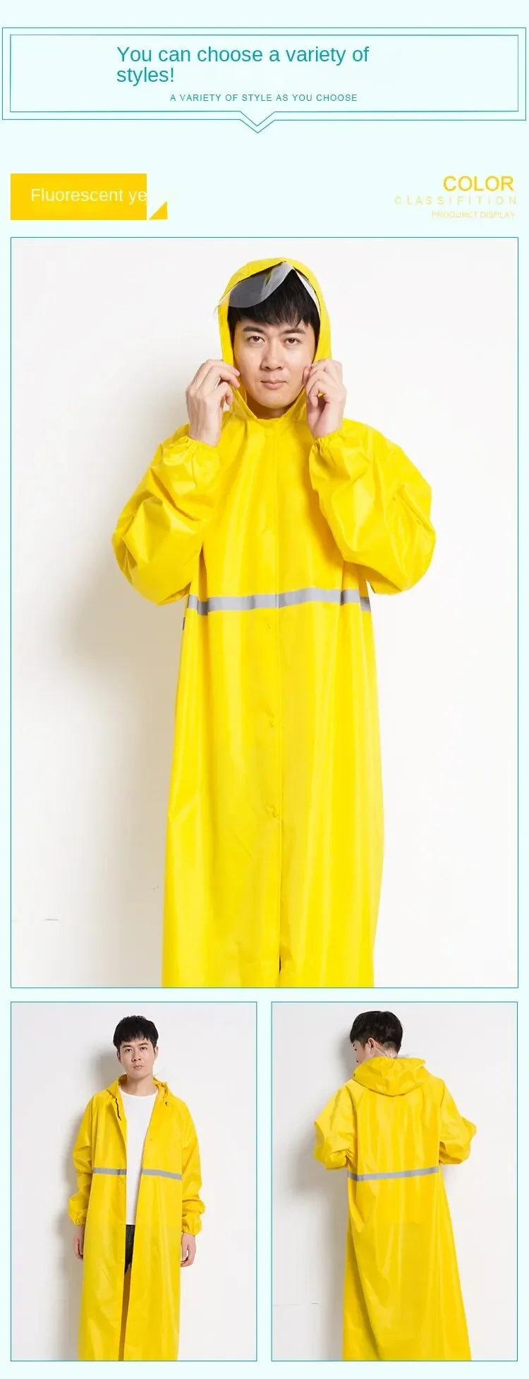 Waterproof Windproof One-Piece Long Raincoat for Adults