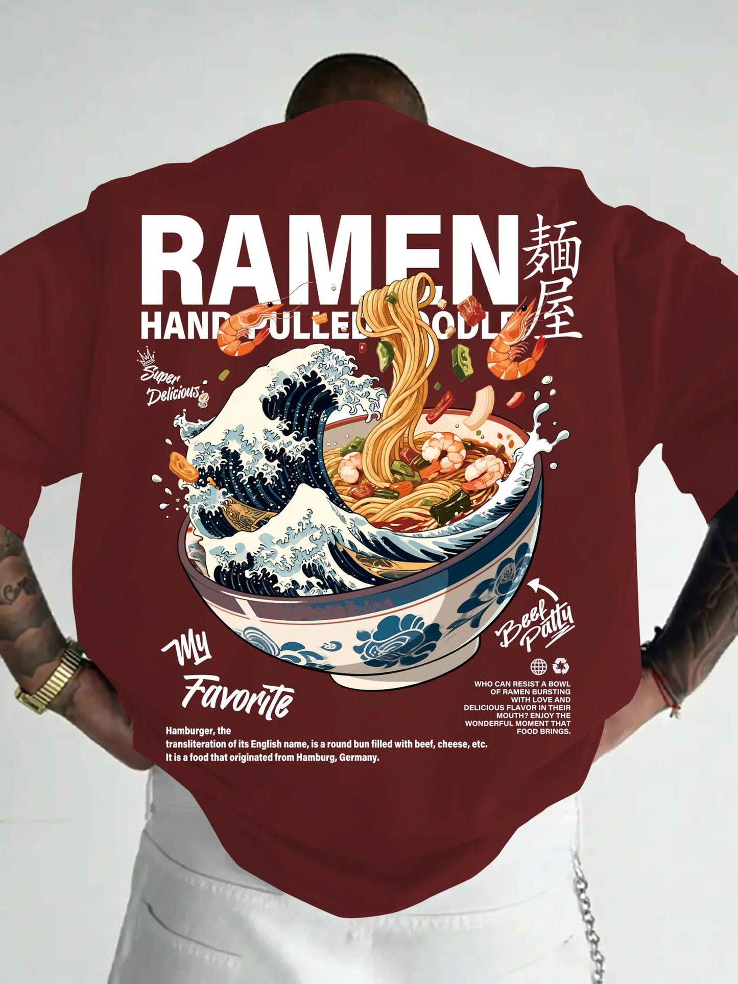 Men's Casual Summer T-Shirt with Japanese Wave Graphic Print