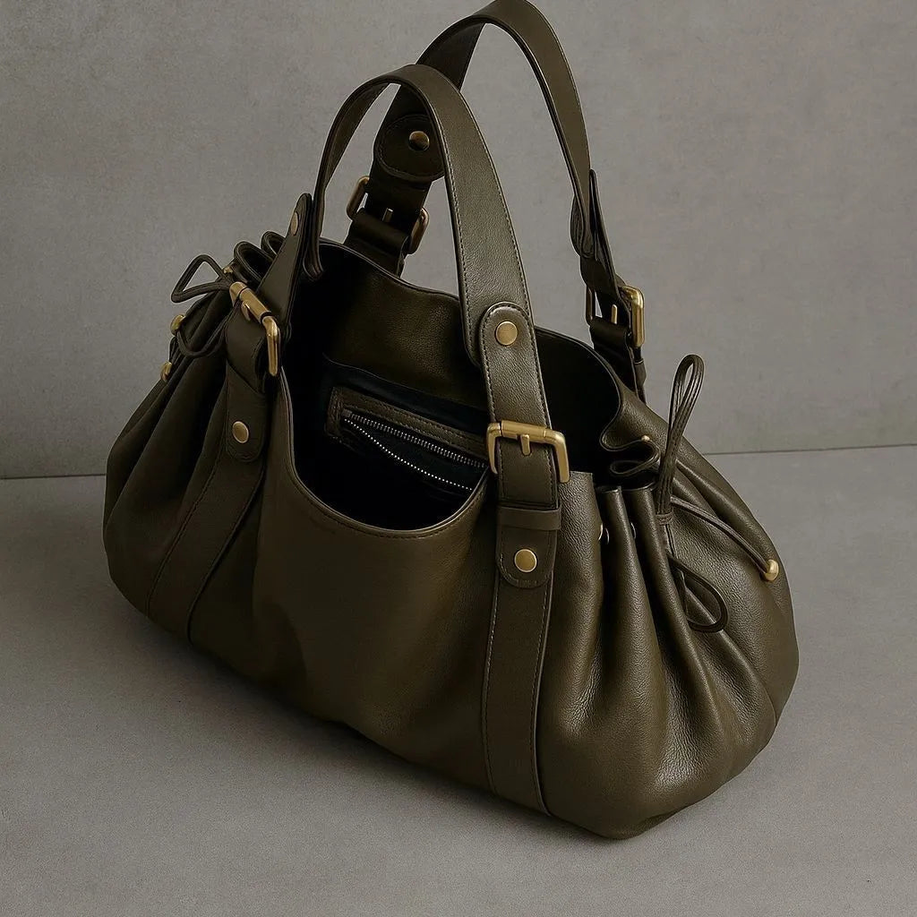 Bolso Tote Vintage de Cuero Lavado para Mujer | Elegante y de Gran Capacidad