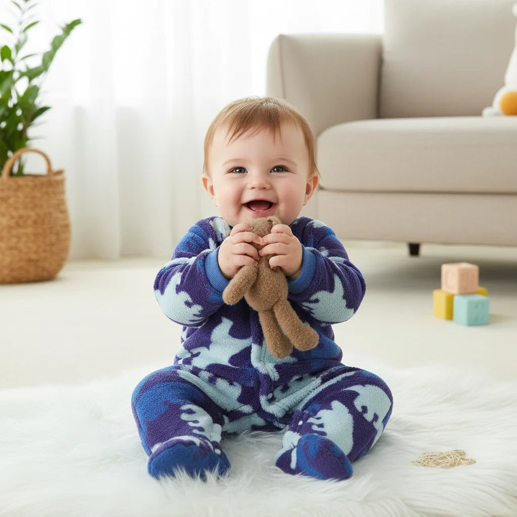 Thickened Baby Jumpsuit | Warm Cartoon Polar Bear Romper