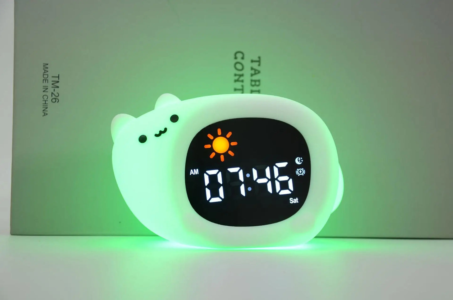 LED Night Light Alarm Clock for Kids | Musical Cat Design