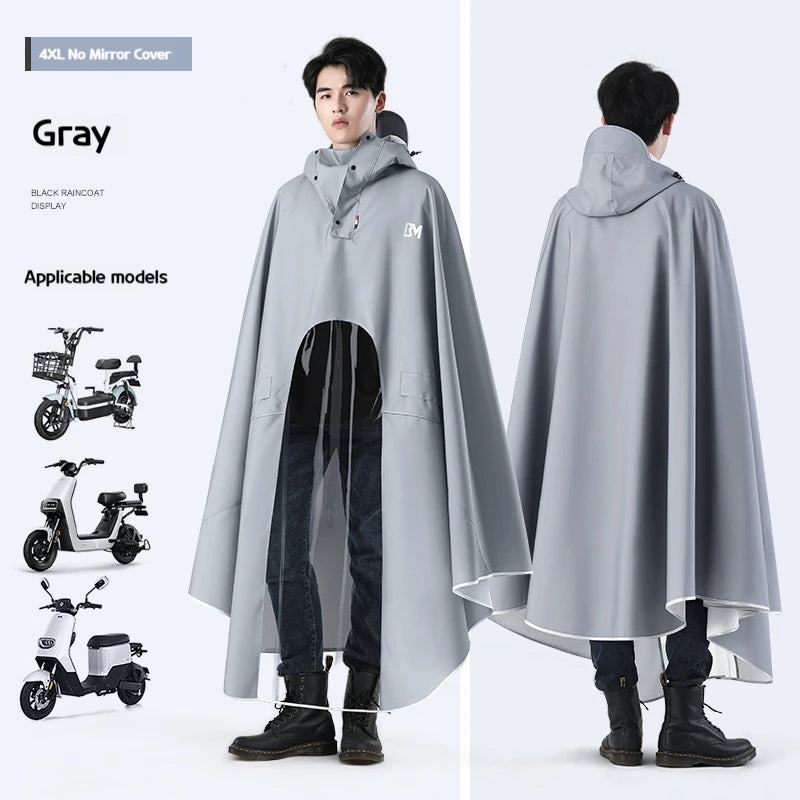 Men's Full-Length Rain Poncho for Motorcycle & Scooter Riders