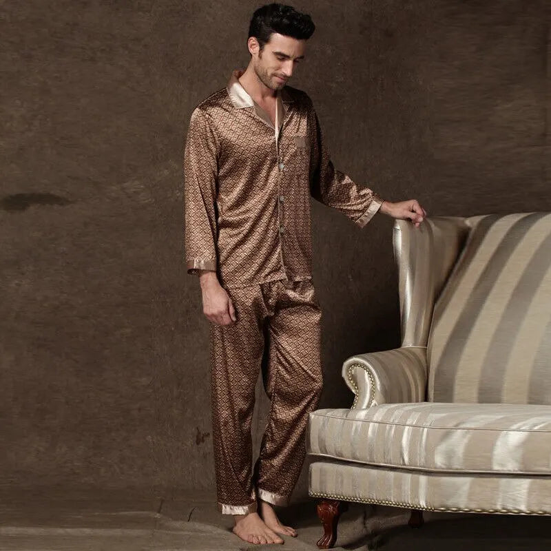 Men's Cozy Satin Pajama Set | Soft Floral Sleepwear