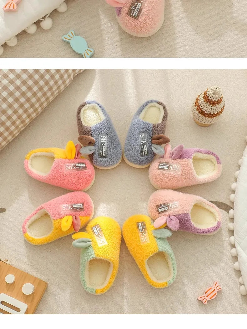 Cute Animal Print Plush Slippers for Kids | Cozy Indoor Shoes