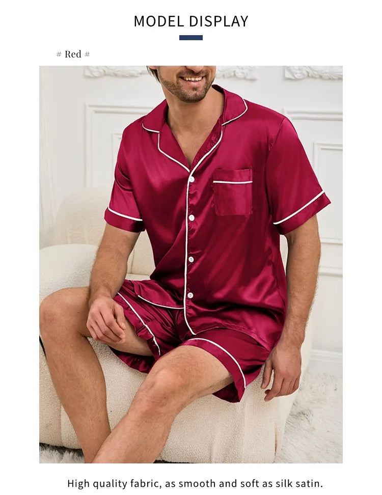 Men's Summer Pajamas Set | Comfortable Short Sleeve Sleepwear