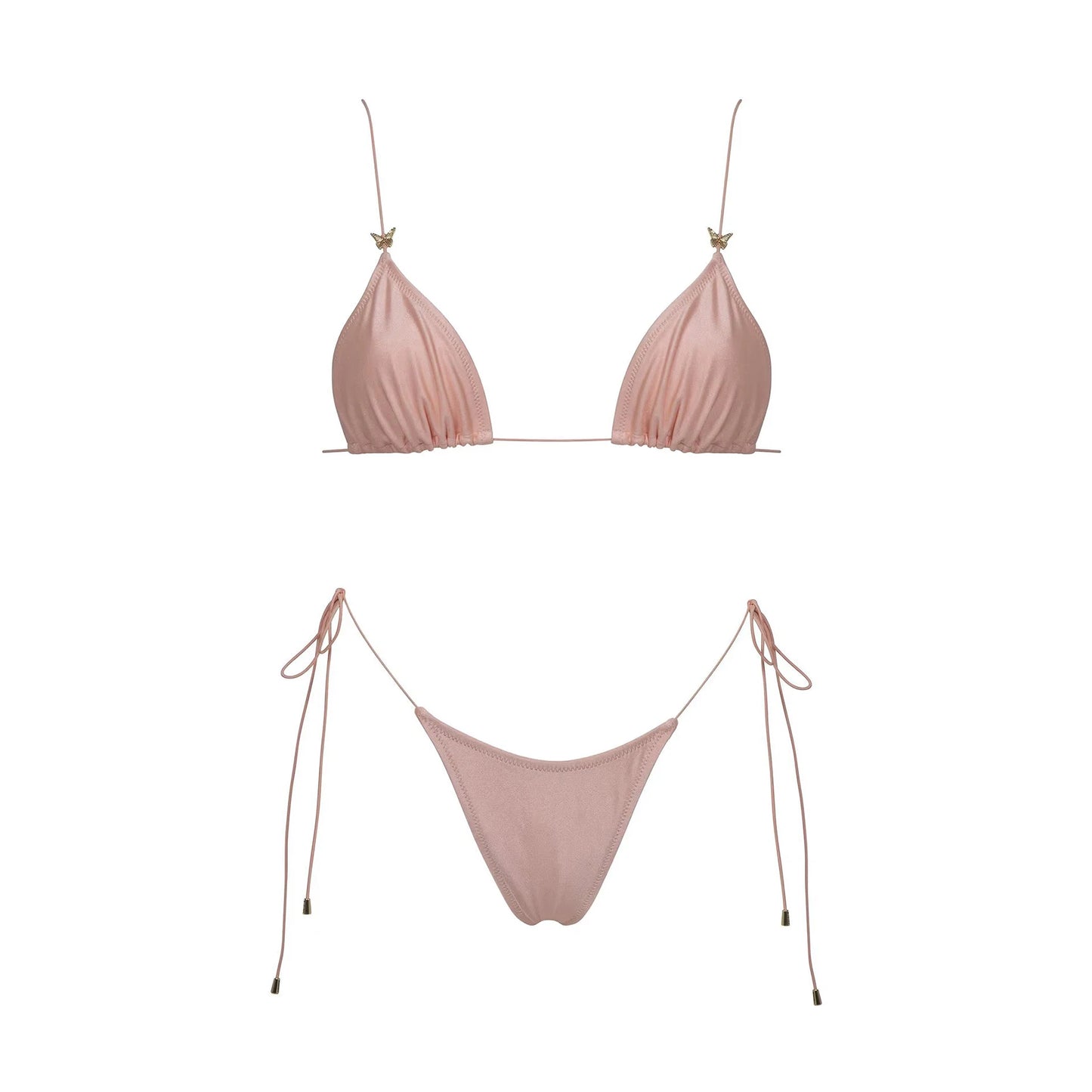 3-Piece Micro Bikini Set | Vibrant Pink Push-Up Swimwear for Women