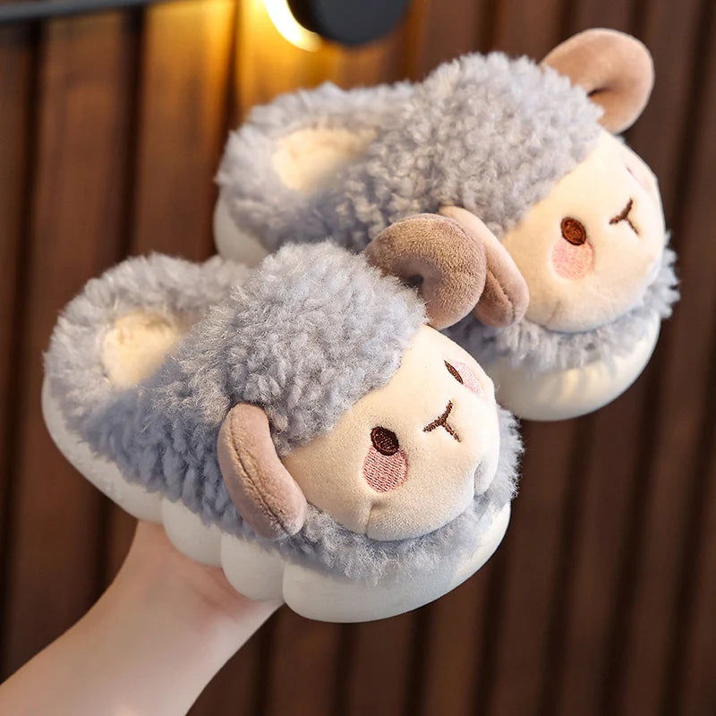 Lovely Fluffy Lamb Plush Slippers | Cute Warm Indoor Slides