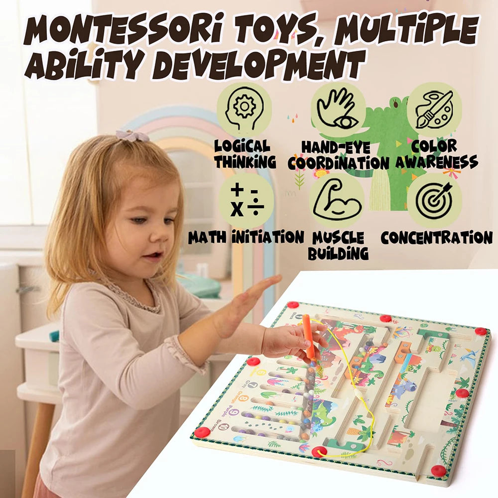Magnetic Color and Number Maze Montessori Toy for Kids Learning