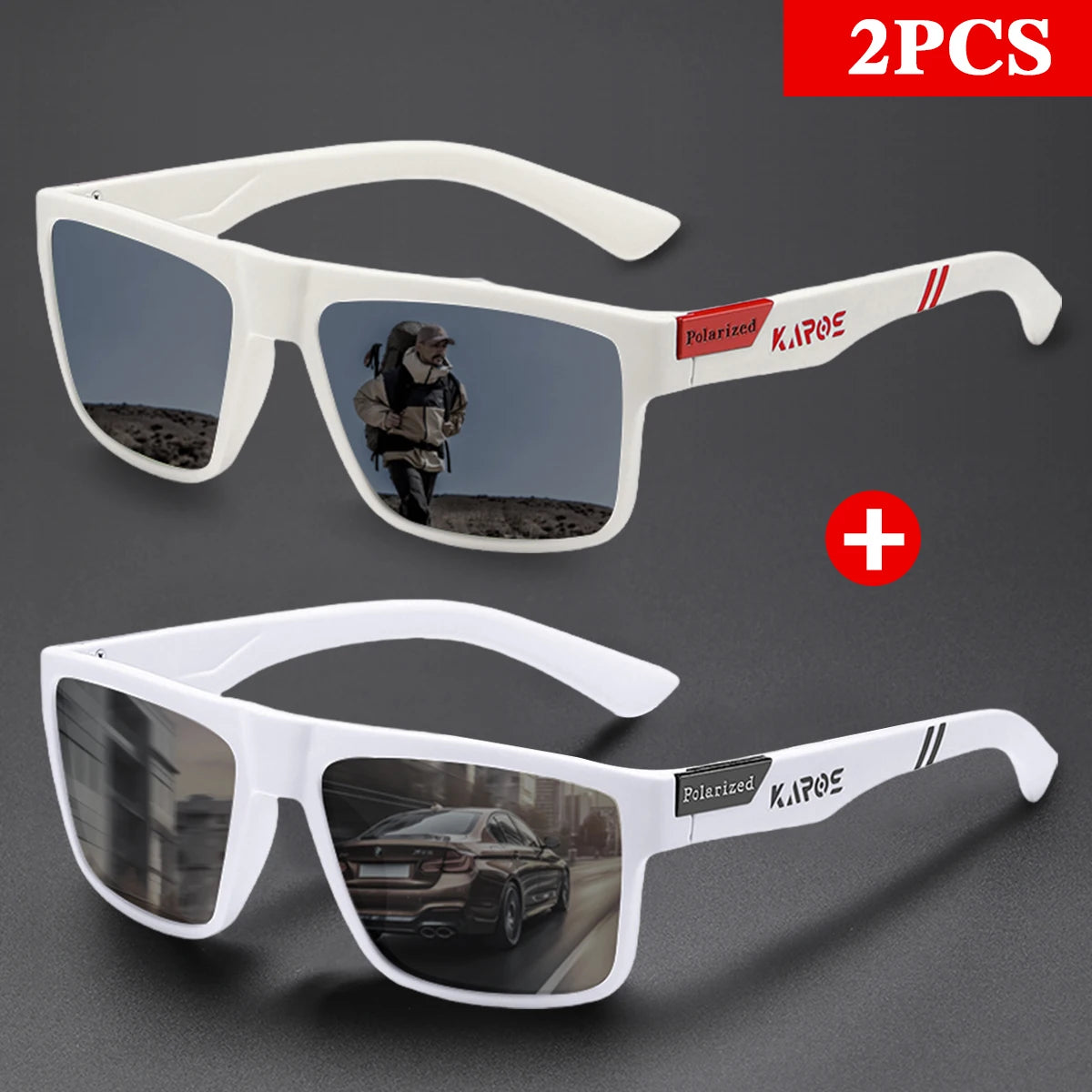 KAROS 2Pcs Polarized Sport Glasses Set for Men & Women UV400 Protection Eyewear for Fishing Cycling Driving Travel & Hiking YZ23