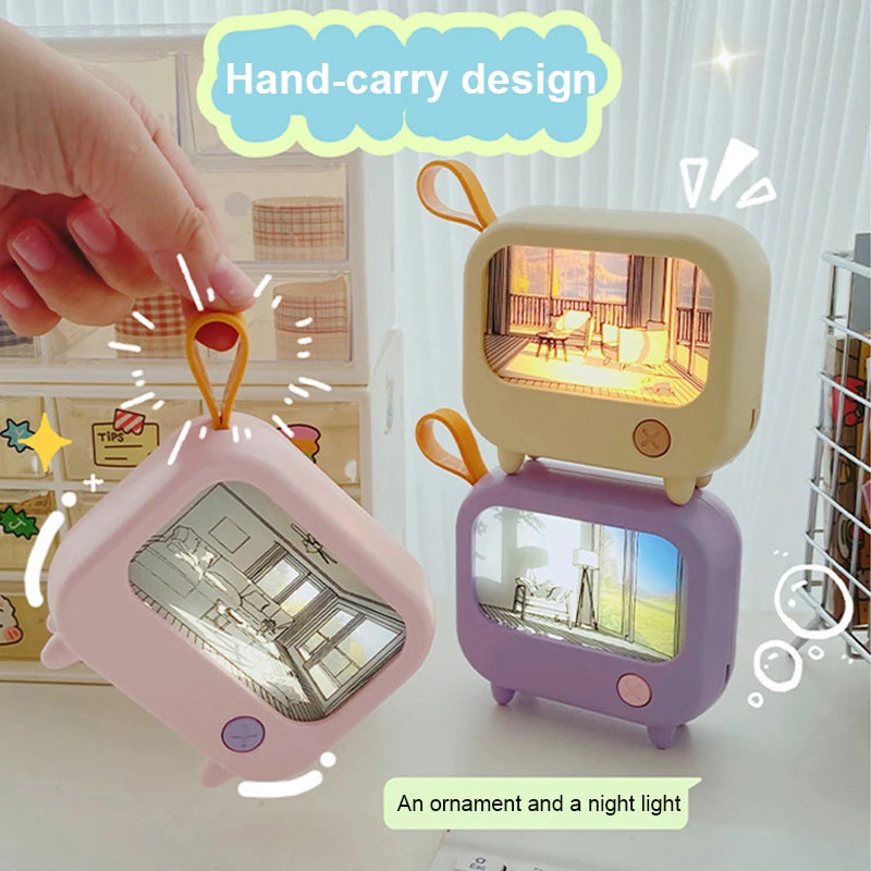 Cute TV Painting Night Light | Rechargeable LED Table Lamp for Kids