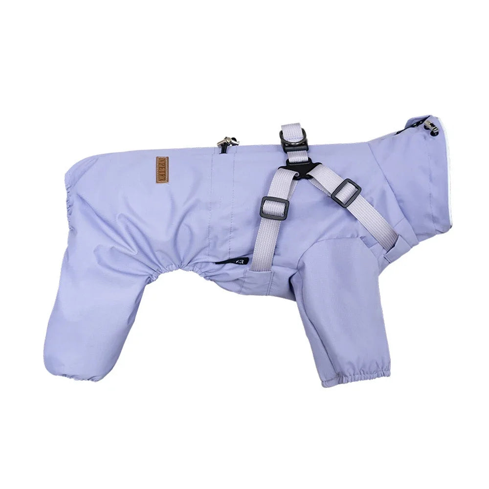 Adjustable Reflective Dog Raincoat with Harness for Small Dogs