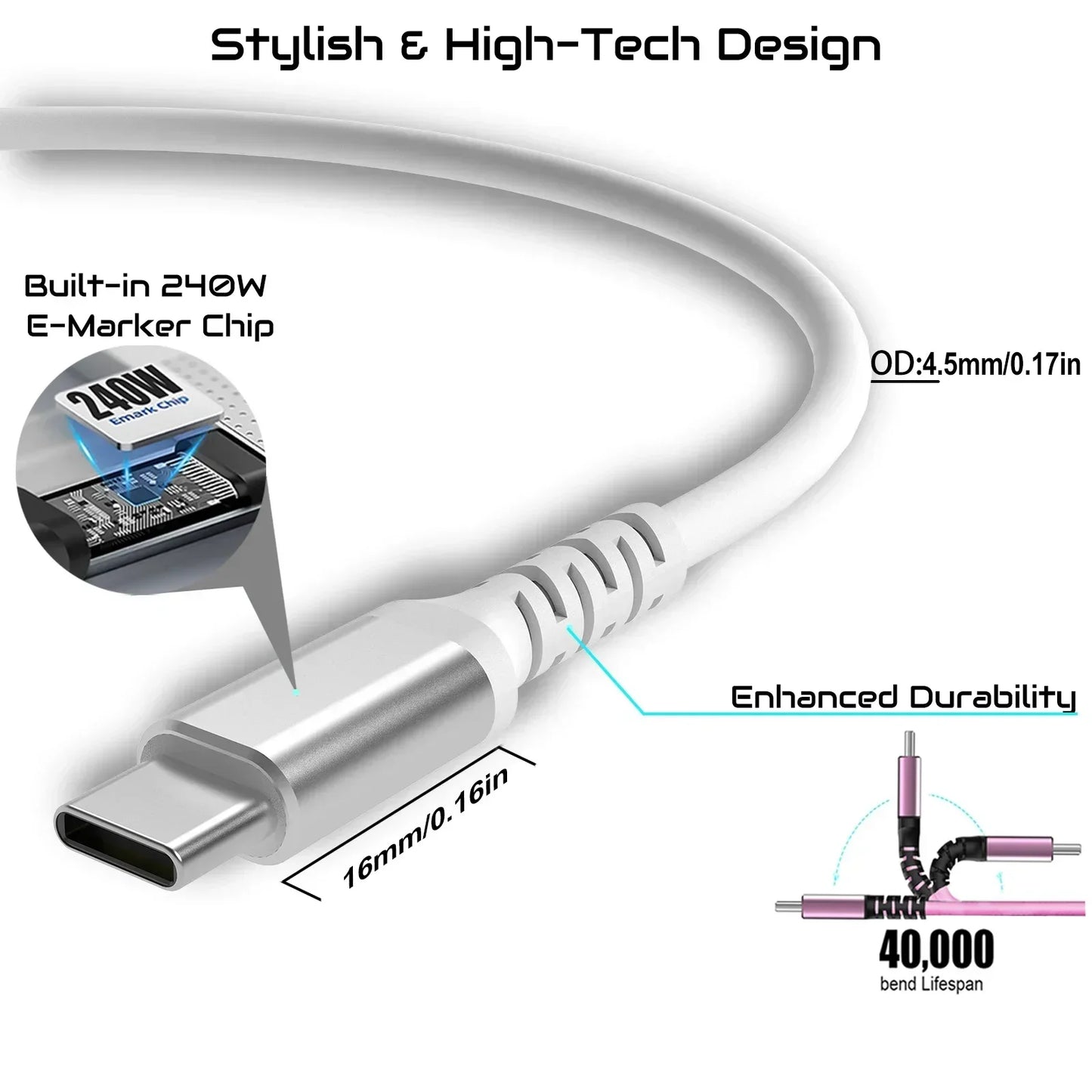 240W USB-C to USB-C Charging Cable | High-Speed Fast Charger