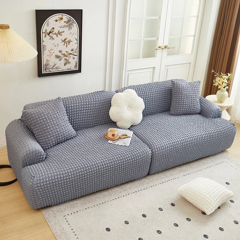 Solid Color Bubble Popcorn Sofa Cover | Elastic & Durable Fit