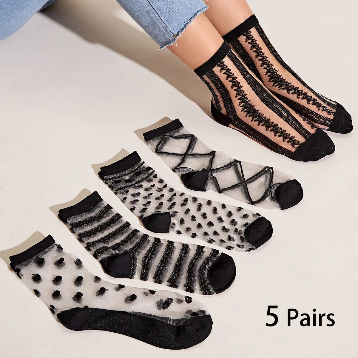 Women's Lace Socks | Stylish Thin Transparent Ankle Socks