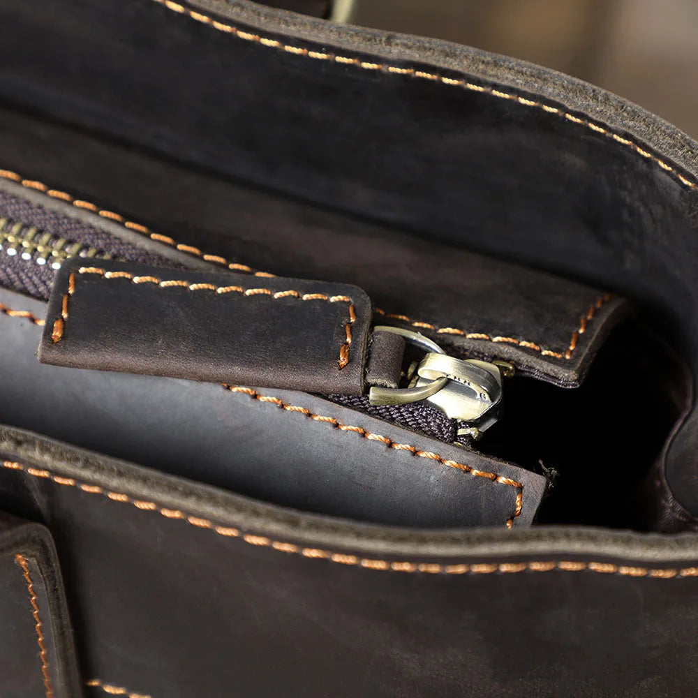 Vintage Genuine Leather Men's Tote & Briefcase | Stylish & Versatile