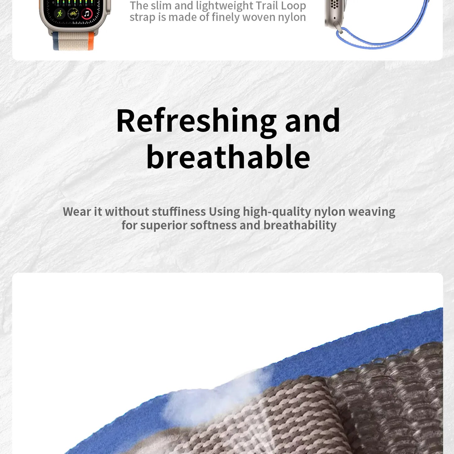 High-Quality Nylon Strap for Smartwatches | Natural Titanium Finish