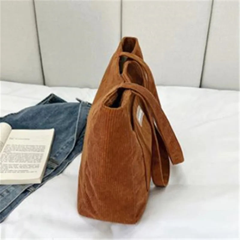 Stylish Women's Corduroy Shoulder Tote Bag | Large Capacity Handbag