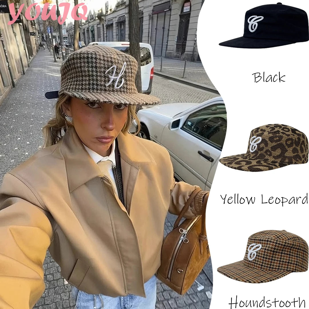 Retro Embroidered Duckbill Caps | Casual Leopard Print Baseball Hat