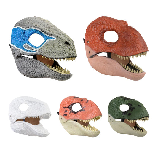 Máscara de dinosaurio con mandíbula móvil | Disfraz de Velociraptor realista para todas las edades