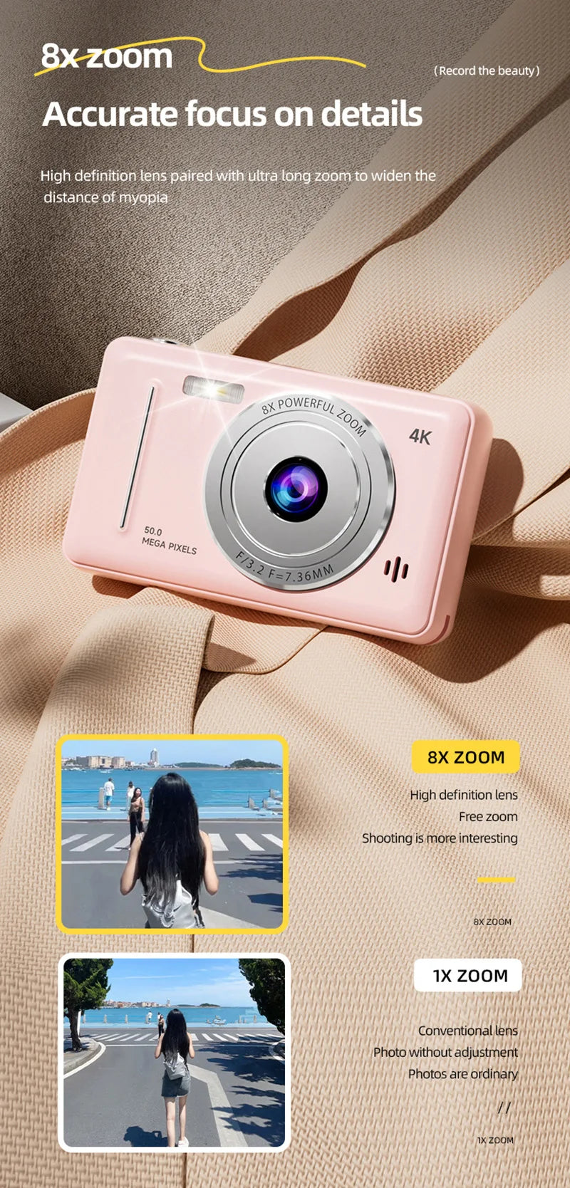 Portable 4K CCD Retro Digital Camera | 50MP Autofocus Photography