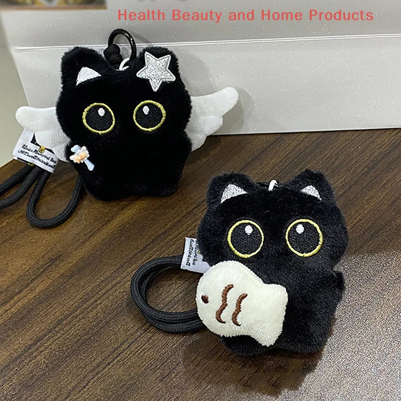 Adorable Plush Black Cat Doll Keychain | Cute Backpack Pendant