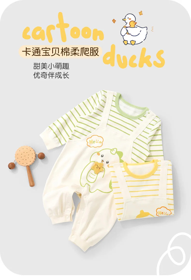 Unisex Baby Autumn Romper | Soft Cotton Long-Sleeve Jumpsuit