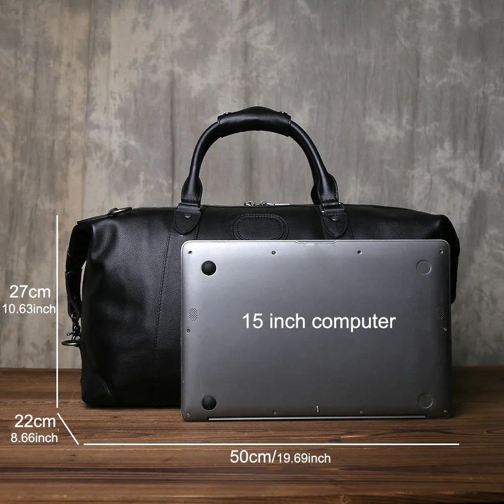 Retro Genuine Leather Men's Travel Bag | Large Capacity Crossbody