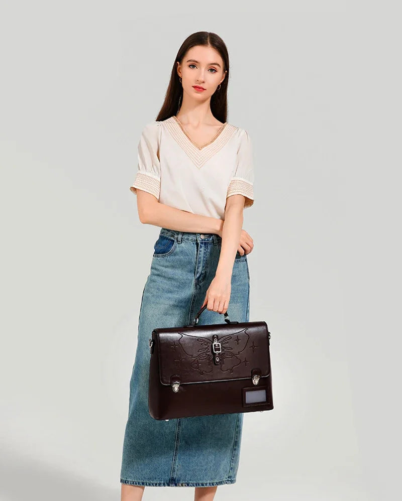 Stylish Cowhide Women's Backpack | Large Capacity Leather Bag
