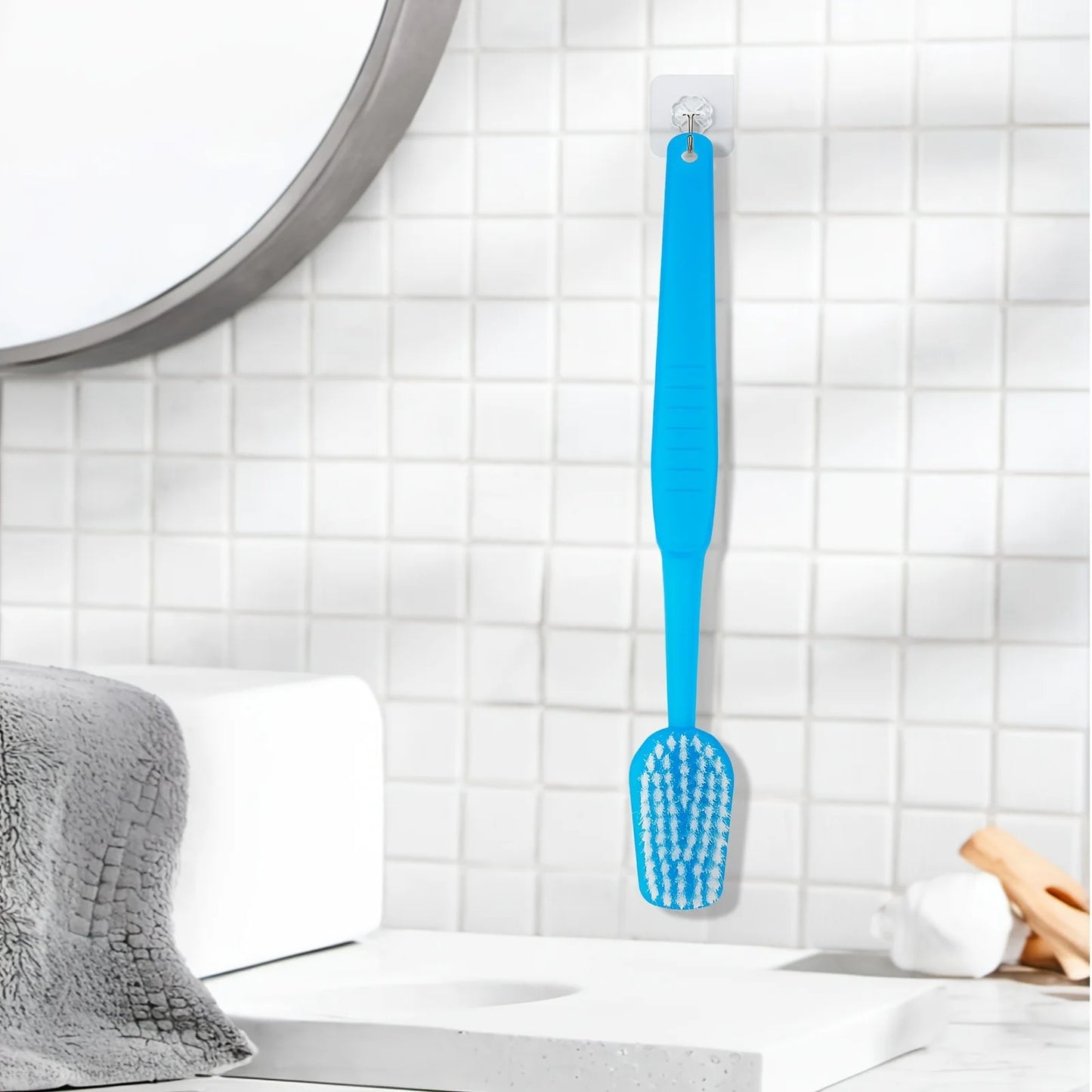 Large Long-Handle Shower & Bath Brush | Soft Bristle Cleaning Tool