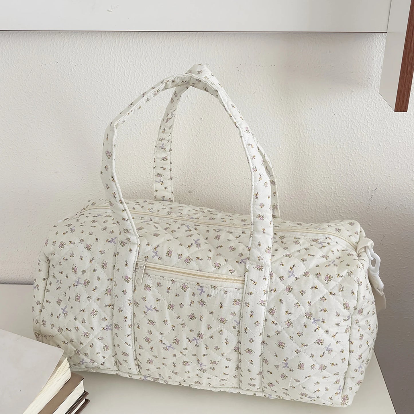 Floral Print Cotton Quilted Duffle Bag | Stylish Overnight Bag