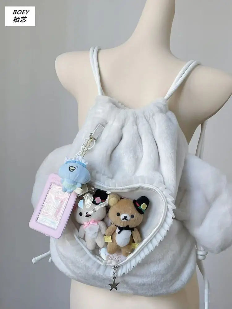 Plush Angel Wing Ita Bag Backpack | Y2K Harajuku Style