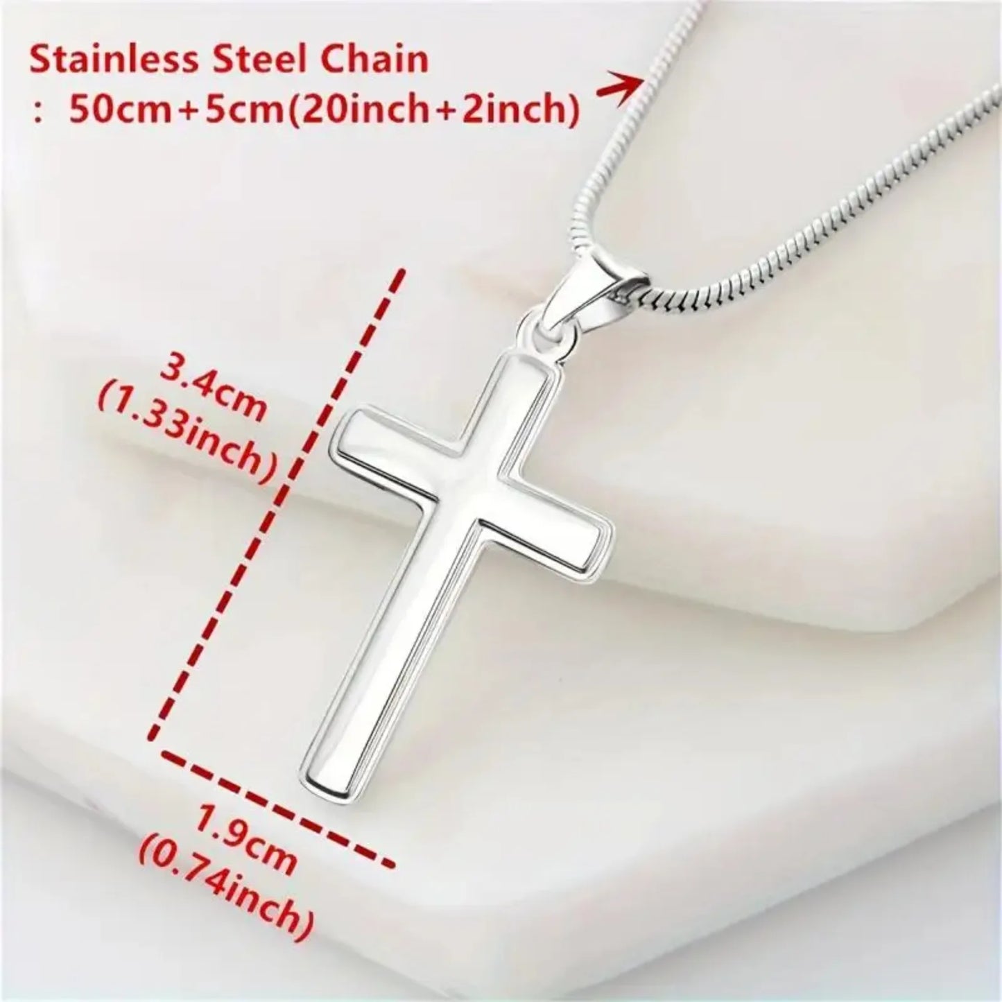 Classic Snake Bone Chain Cross Pendant Necklace | Father's Day Gift