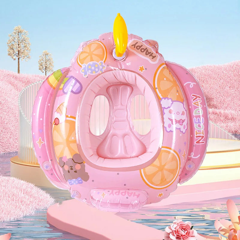 Inflatable Baby Swim Ring with Sun Shade | Toddler Pool Fun
