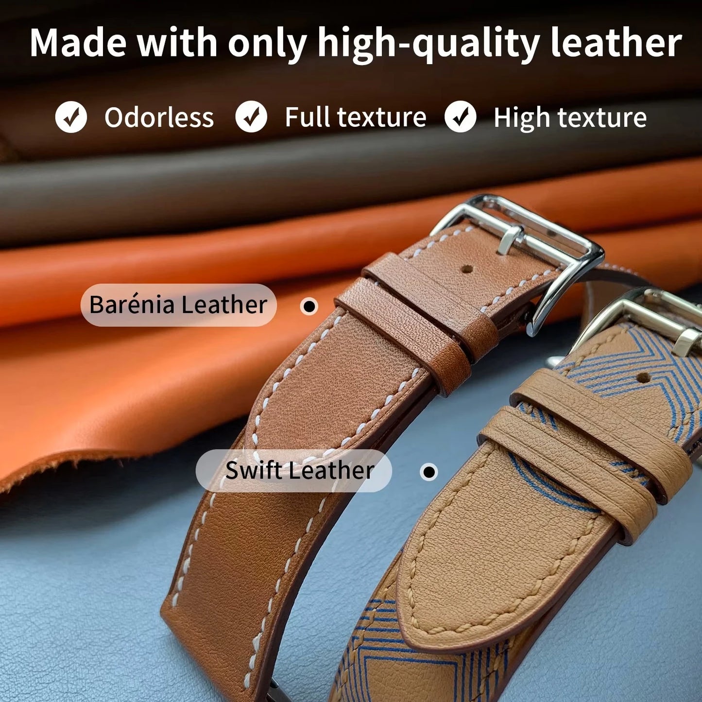 High Quality Genuine Leather Watch Band | Deployment Buckle Strap
